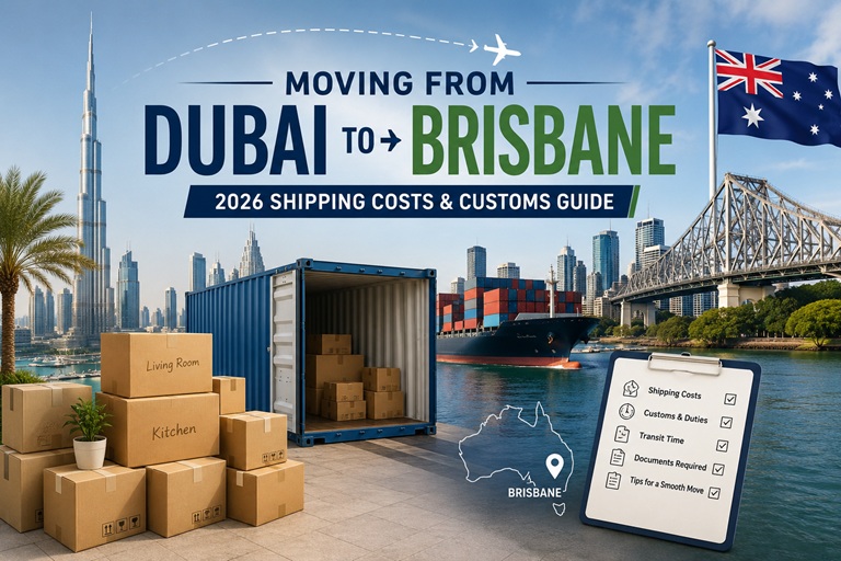 A container ship arriving at the Port of Brisbane along the Brisbane River.