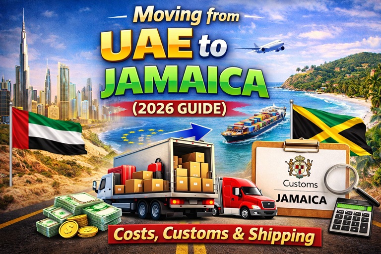 Scenic view of the Kingston, Jamaica coastline and mountains, representing a relocation from the UAE.